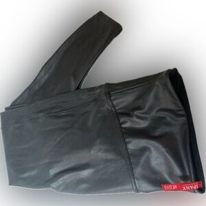 SPANX Faux Leather Leggings Petite 3X Black High Rise Stretch
